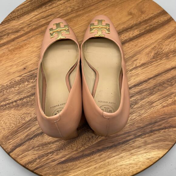 Tory Burch Raleigh Heels Womens Size 9.5M Pink Blush Oak Leather Pump Evening - Picture 5 of 7